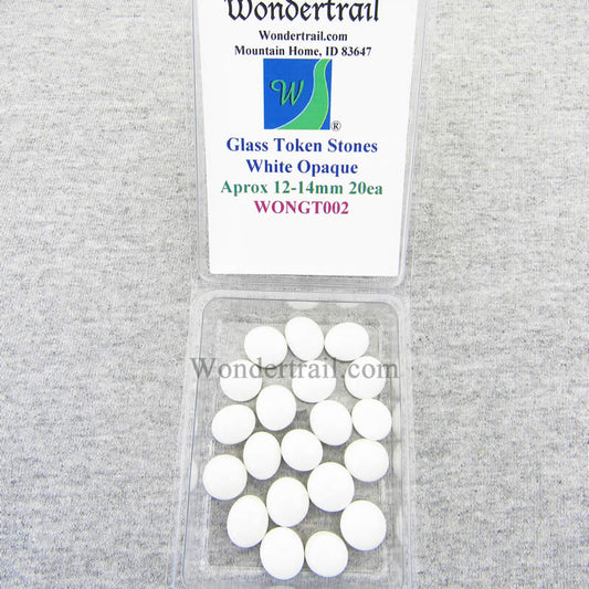 WONGT002 White Opaque Glass Tokens 12-14mm Aprox .50in Pack of 20 Main Image