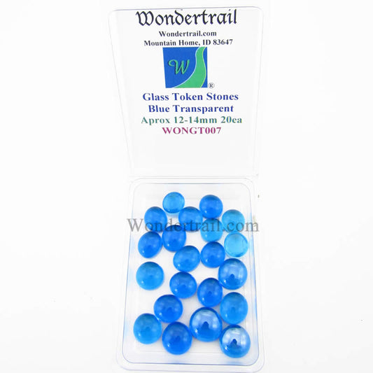 WONGT007 Blue Transparent Glass Tokens 12-14mm Aprox .50in Pack of 20 Main Image