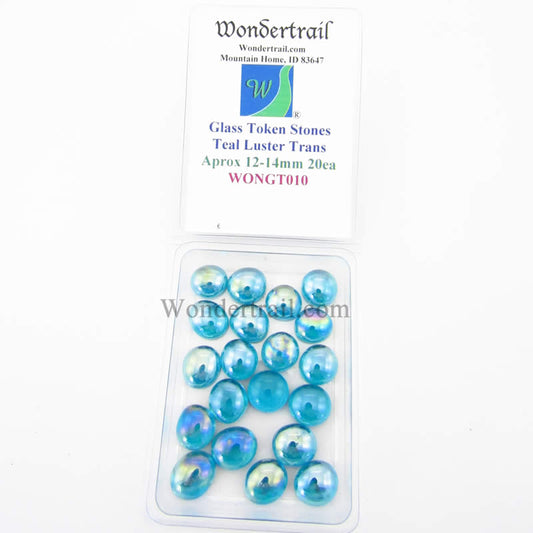 WONGT010 Teal Luster Transparent Glass Tokens 12-14mm .50in Pack of 20 Main Image