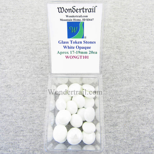 WONGT101 White Opaque Glass Tokens 17-19mm Aprox 23/32in Pack of 20 Main Image