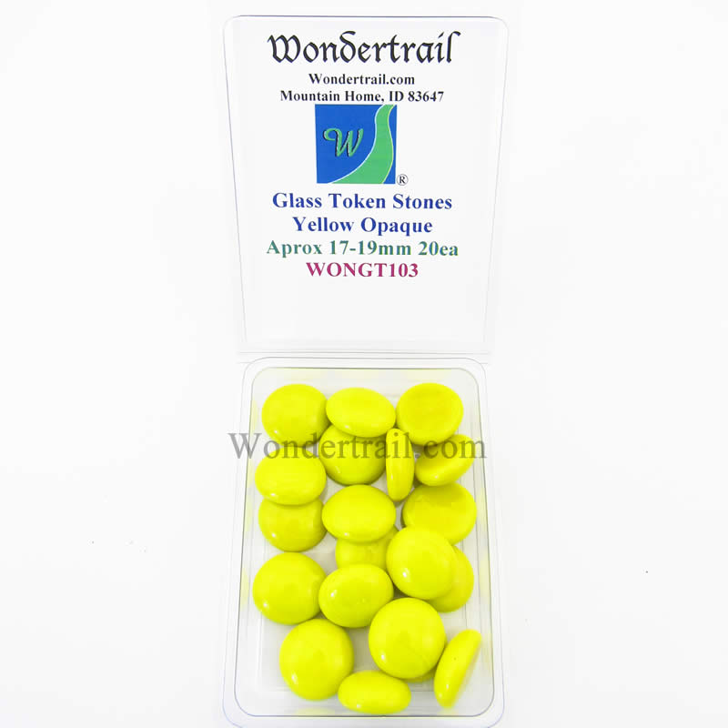 WONGT103 Yellow Opaque Glass Tokens 17-19mm Aprox 23/32in Pack of 20 Main Image