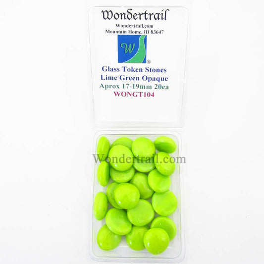 WONGT104 Lime Green Opaque Glass Tokens 17-19mm Aprox 23/32in Pack of 20 Main Image