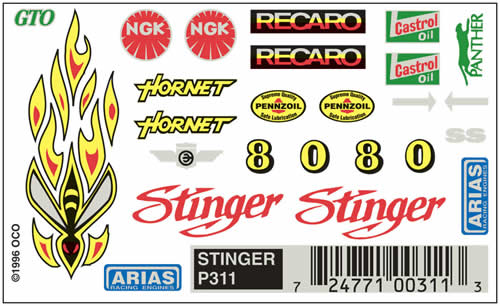 WOOP311 Stinger (4in x 2.5in) PineCar Decals Main Image