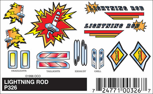 WOOP326 Lightning Rod (4in x 2.5in) PineCar Decals Main Image
