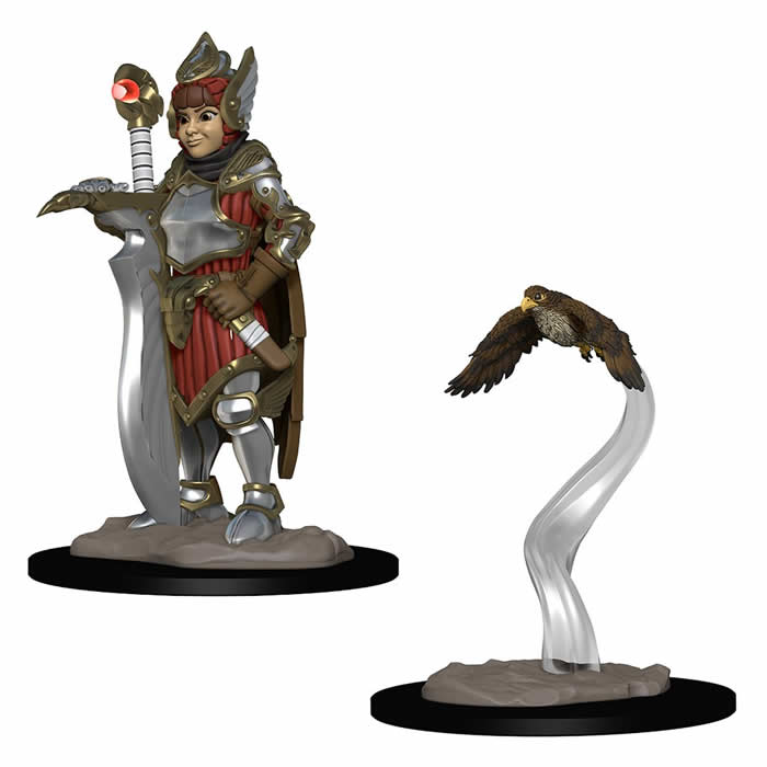 WZK73315 Girl Fighter and Hunting Falcon Miniatures Pre-painted Minis Main Image