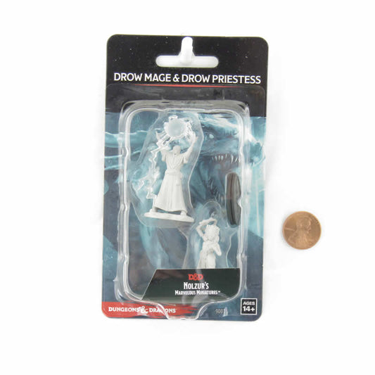 WZK90071 Drow Mage and Drow Priestess Nozurs Marvelous Miniatures D&D Unpainted Miniatures Main Image