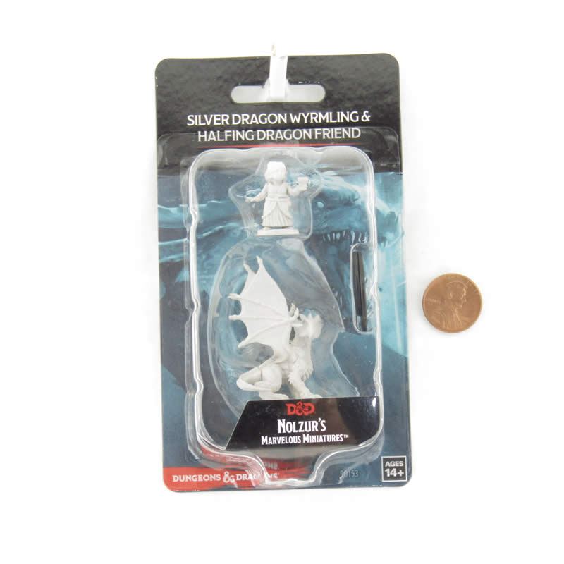 WZK90153 Silver Dragon Wyrmling and Halfling Nozurs Marvelous Miniatures D&D Unpainted Miniatures 2nd Image