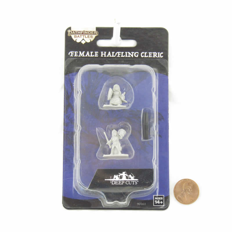 WZK90261 Halfling Cleric Female Miniature Figure Pathfinder Battles Deep Cuts Unpainted Miniatures 2nd Image