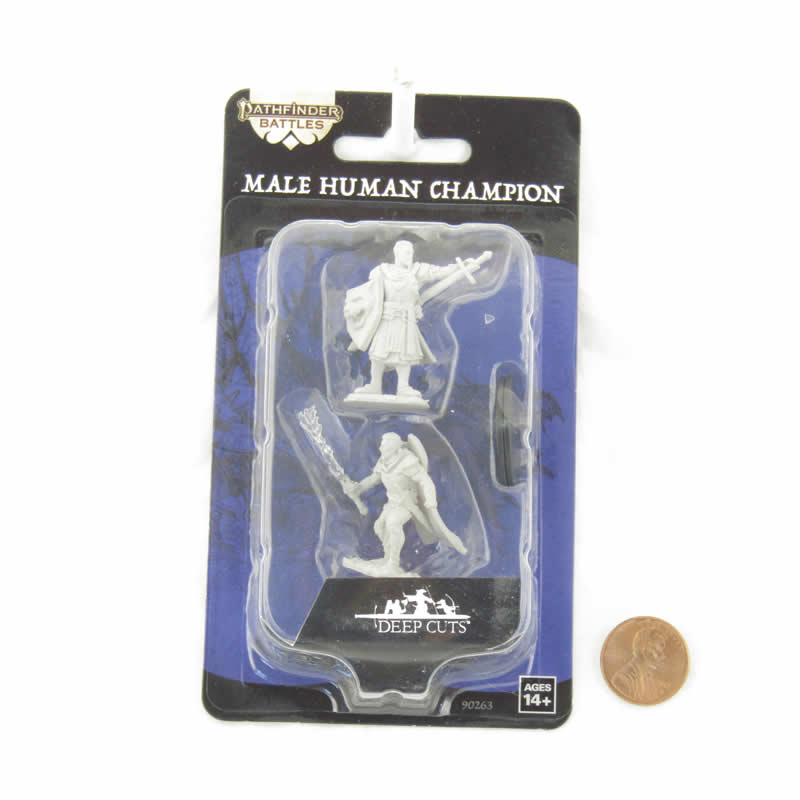 WZK90263 Human Champion Male Miniature Figure Pathfinder Battles Deep Cuts Unpainted Miniatures 2nd Image