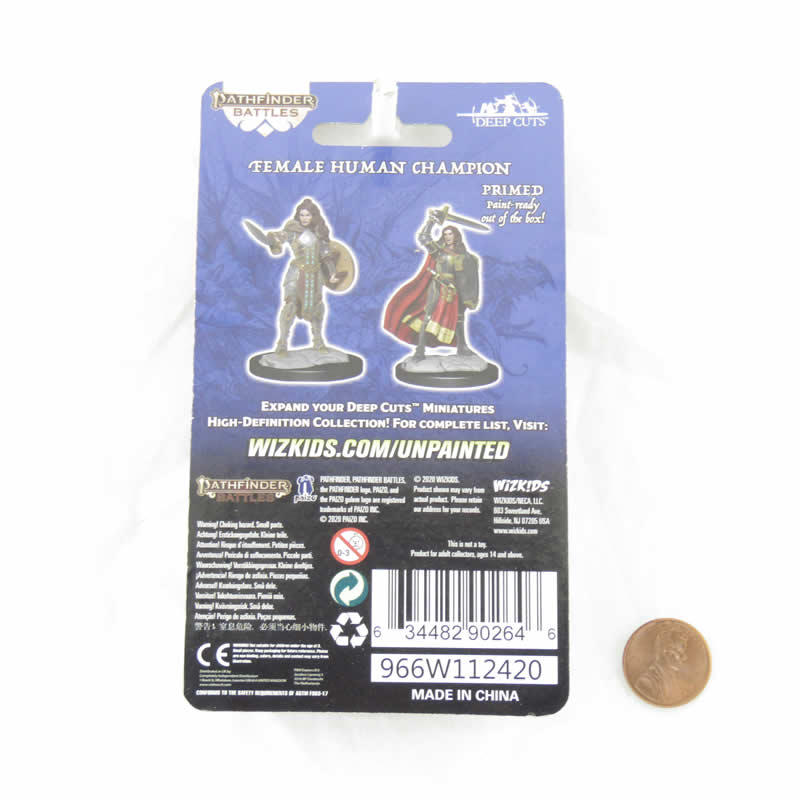 WZK90264 Human Champion Female Miniature Figure Pathfinder Battles Deep Cuts Unpainted Miniatures 3rd Image