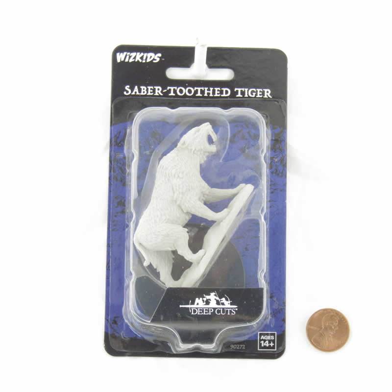 WZK90272 Saber-Toothed Tiger Miniature Figure Accessories Deep Cuts Unpainted Miniatures WizKids 2nd Image