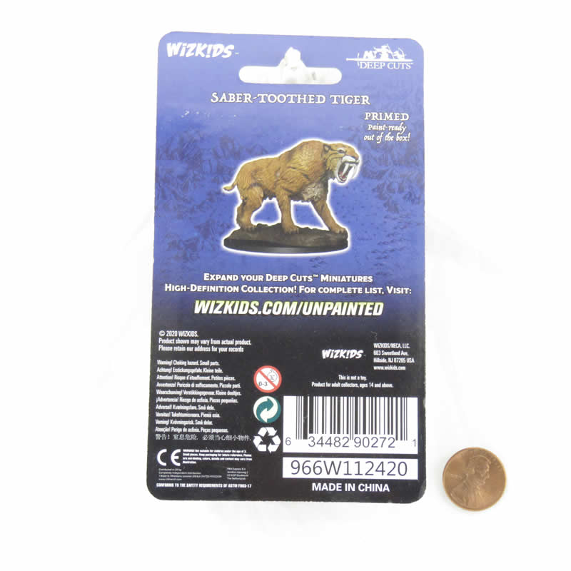 WZK90272 Saber-Toothed Tiger Miniature Figure Accessories Deep Cuts Unpainted Miniatures WizKids 3rd Image