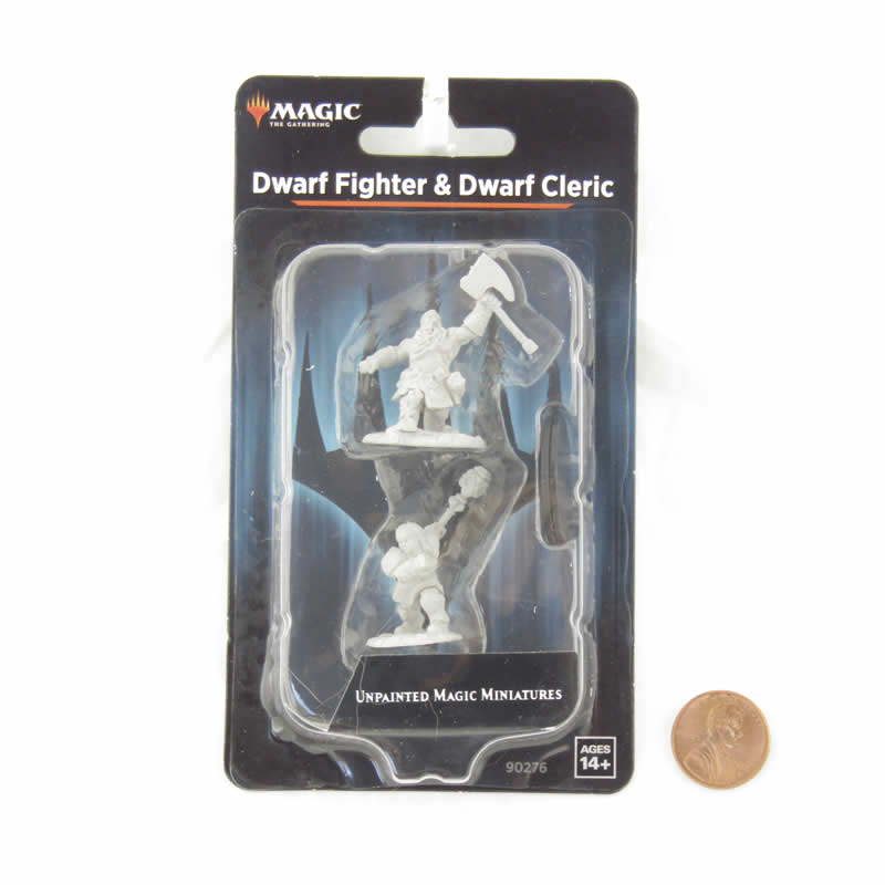 WZK90276 Dwarf Fighter and Dwarf Cleric Unpainted Magic Miniature Figures Deep Cuts 2nd Image