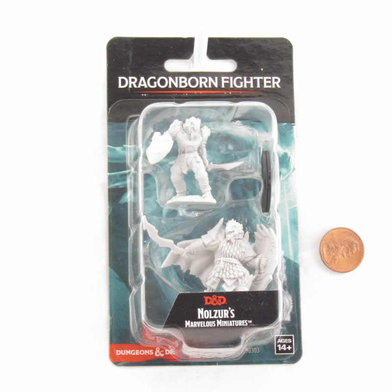 WZK90303 Dragonborn Fighter Male Nozurs Marvelous Miniatures D&D Unpainted Miniatures 2nd Image