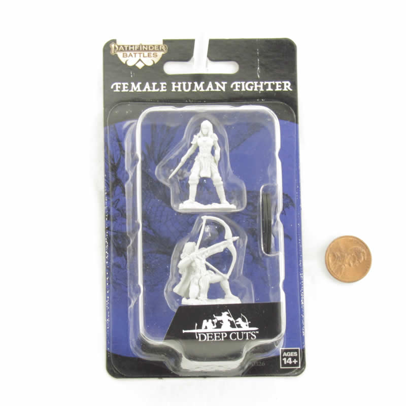 WZK90326 Human Fighter Female Miniature Figure Pathfinder Battles Deep Cuts Unpainted Miniatures 2nd Image
