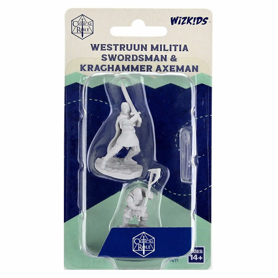 WZK90471 Westruun Militia Swordsman and Kraghammer Axeman Unpainted Miniatures Critical Role Series Figures Main Image