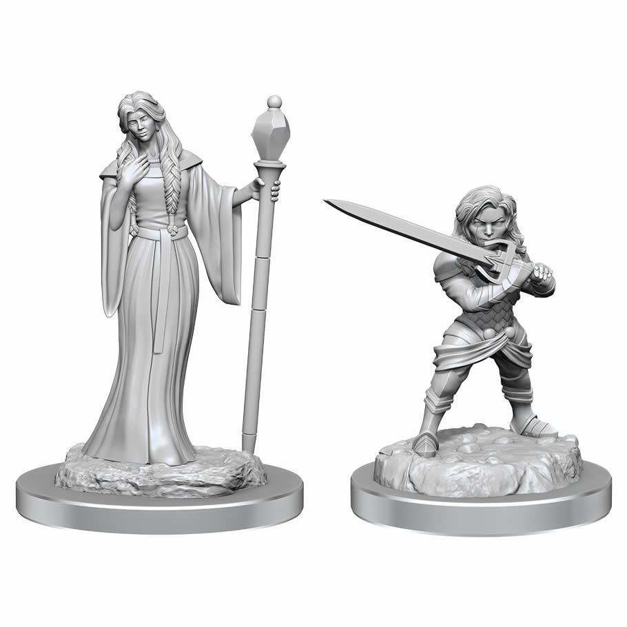 WZK90550 Human Wizard and Halfling Female Unpainted Miniatures Critical Role Series Figures