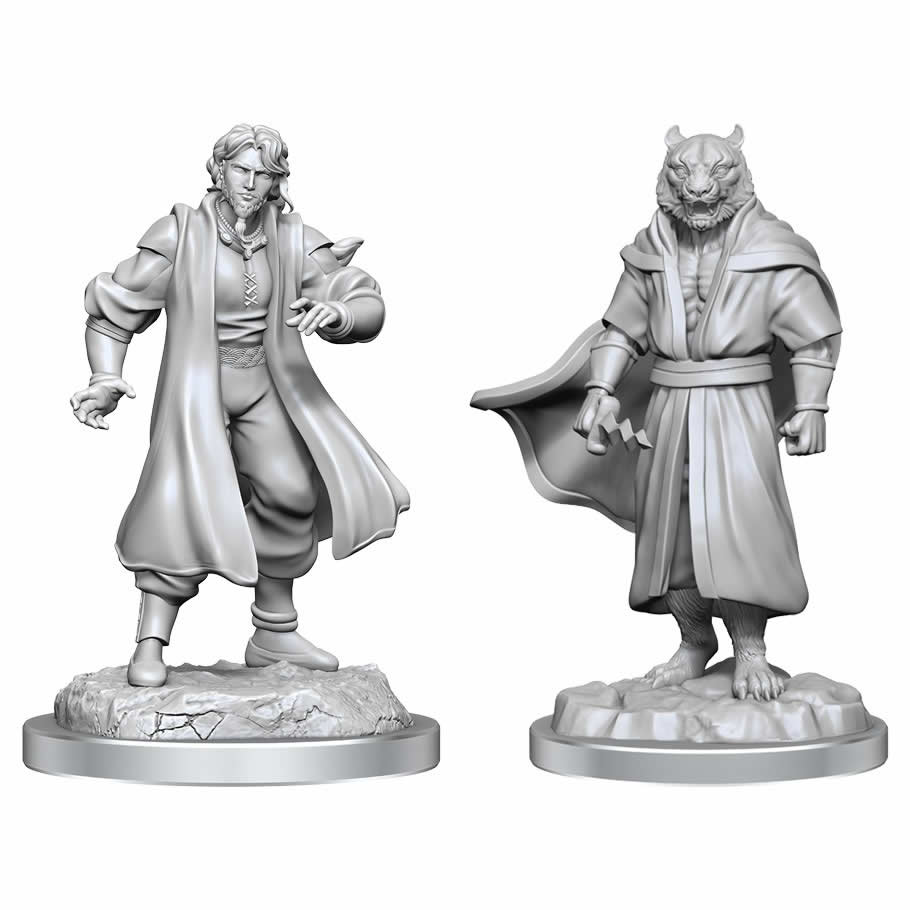 WZK90551 Human Sorcerer Merchant and Tiger Demon Unpainted Miniatures Critical Role Series Figures
